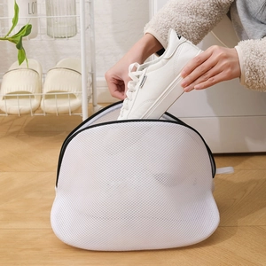 Breathable mesh laundry bag for shoes protecting sneakers during machine washing