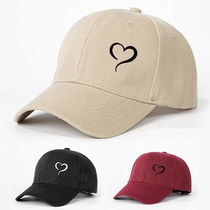 Baseball Cap Heart Embroidery Adjustable Outdoor Sun Protection Polyester Casual Hat For Women Men