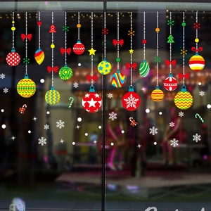Stickers de Noël pour fenêtre avec boules colorées, flocons et sucres d'orge festifs