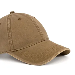 Classic cotton baseball cap in khaki, featuring a wide curved brim and minimalist solid design