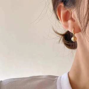 925 Sterlingsilber 14K Vergoldete Kugel Hoop Ohrringe Minimalistische Geometrische Kugel Pendelohrringe Für Damen Modeschmuck