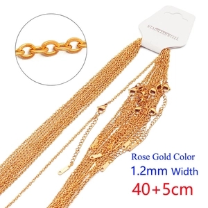 Detail view of 1.2mm rose gold stainless steel O-chain necklace with adjustable length
