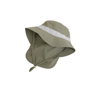 Chapeau de soleil enfant vert olive avec protège-nuque et maille pour plage et plein air