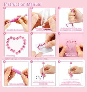 Detailed step-by-step instructions for DIY hair gem applicator with diamond stickers