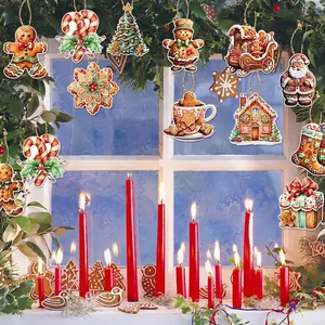 Set of 12 festive gingerbread man and Santa hanging ornaments for Christmas party decor