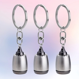 Lot de 3 porte-clés turbine de moteur d'avion en alliage argenté mat