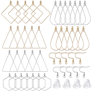 DIY stainless steel earring set with gold and silver geometric frames and hooks