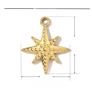 Dettagli dimensioni per ciondolo a stella in acciaio dorato con altezza 17mm e larghezza 15mm