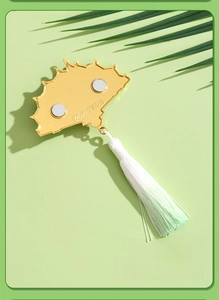 Cloud-shaped golden metal magnet with dual back magnets and elegant white long tassel