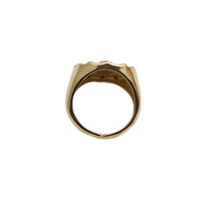 Minimalist gold adjustable open ring featuring a polished micro-pave evil eye design