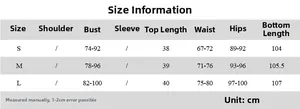 Tableau des tailles détaillé pour ensemble femme avec mesures buste taille et hanches