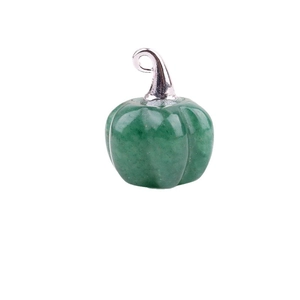 Green crystal pumpkin pendant with silver hook for Halloween micro landscape decor