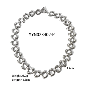 Detailed view of silver stainless steel chain necklace with 1.7cm interlocking links
