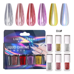 Coffret de 6 poudres à ongles chromées liquides avec effet miroir métallique brillant
