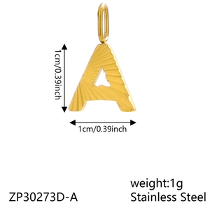 Minimalist gold stainless steel letter A pendant charm, 1cm size, lightweight fashion jewelry