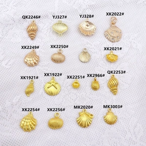 Golden alloy seashell and starfish charms assortment for DIY jewelry making crafts