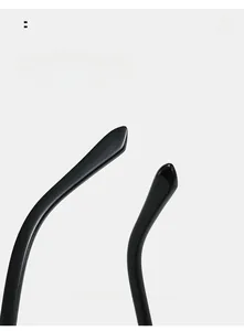 Detail view of black curved mirror legs featuring an arc design for comfortable daily wear