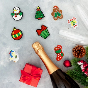 Christmas PVC glass markers featuring snowman, tree, and ginger man for holiday parties
