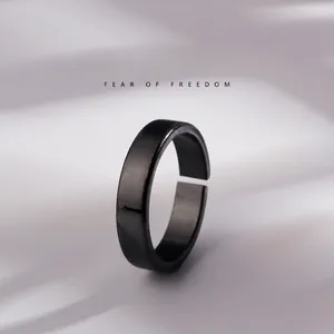 Minimalist High Polished Copper Band Open Ring Adjustable Geometric Personality Jewelry For Men Hip Hop Trendy Style