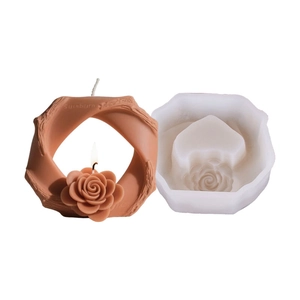 Stampo in silicone a ghirlanda di rose per candele fai-da-te con stampo e ceretta