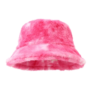 Bob en peluche tie-dye rose pour femme avec fausse fourrure douce pour la chaleur d'hiver