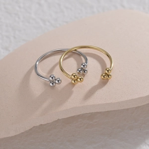 Anello Aperto Regolabile In Acciaio Inossidabile Per Donna Gioielli Da Dito Geometrici Minimalisti Con Grappolo Di Perline