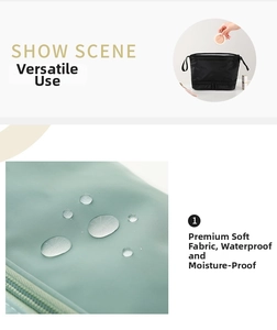 Detail of waterproof synthetic fabric and dual-layer structure for cosmetic bag