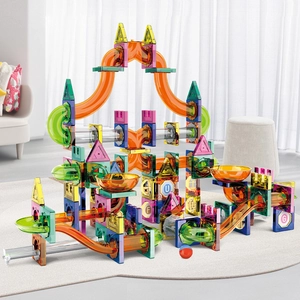 Magnetic Marble Run Building Blocks Translucent Plastic DIY Construction STEM Educational Pipe Track Toys Kids Toddlers