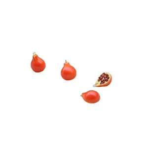 Miniature resin pomegranate pendants for DIY jewelry making in vibrant red color