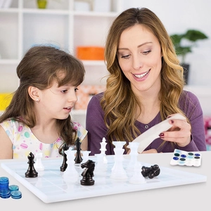 Kit de moules en silicone pour jeu d'échecs en résine avec plateau et pigments DIY