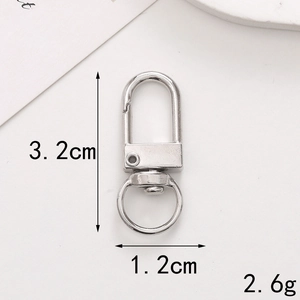 Silver zinc alloy spring lobster clasp keychain accessory measuring 3.2cm x 1.2cm