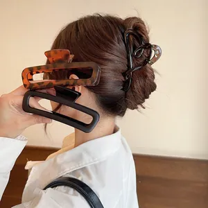 Large Hair Claw Clips Plastic Resin Matte Glossy Rectangle Heart Shape Tortoise Shell Elegant Hair Styling Accessories For Women