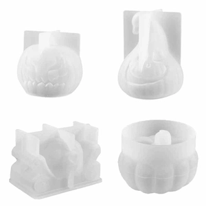 Lot de 4 moules silicone Halloween pour bougies résine DIY citrouille et fantôme