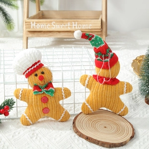 Christmas gingerbread man knitted doll pendants for holiday home window decorations