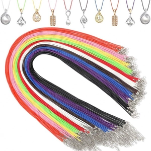 Colorful 1.5mm waxed cord necklaces with silver lobster clasps and extension chains