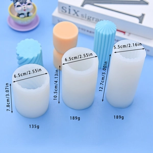 Spiral cylinder silicone mold set for DIY candles with dimensions and textured finish