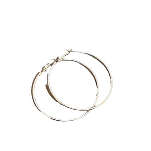 Elegant pair of silver minimalist hoop earrings with classic leverback clasp closure