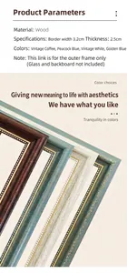 Detail view of 3.2cm wide wooden frame showing multiple vintage colors and grain textures