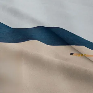 Close-up of the woven fabric texture showing digital printing and wave pattern detail