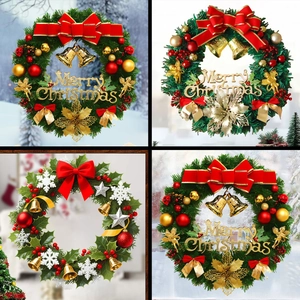 Christmas Wreath Window Stickers PVC Static Cling Merry Christmas Decals For Home Glass Door Holiday Decoration