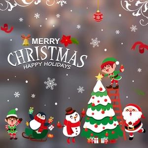Christmas window stickers set with Santa, snowman and penguin for festive glass decoration