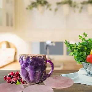 Coffee Mug Imitation Mineral Crystal Resin Rock Texture Handmade Irregular Creative Gift Drinkware Colorful