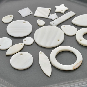 Assorted white shell pendants in geometric shapes for DIY jewelry making accessories