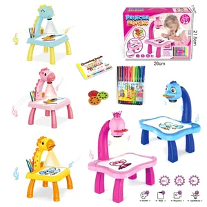 Kids Projection Drawing Board Table Plastic LED Projector Painting Desk Educational Toy For Children Animal Design