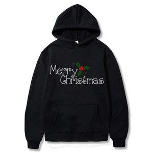 Merry Christmas Printed Hoodie Men Women Long Sleeve Hooded Sweatshirt Winter Warm Fleece Pullover Top Casual Holiday Clothes