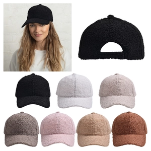 Solid Color Fleece Acrylic Baseball Cap For Women Winter Warm Windproof Outdoor Casual Adjustable Curved Brim Snapback Hat
