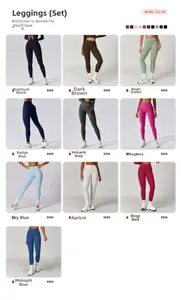 Detailed grid of high-waist yoga leggings available in ten versatile and vibrant colors