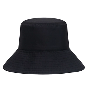 Minimalist black quick-dry outdoor bucket hat with reinforced stitched brim for sun protection