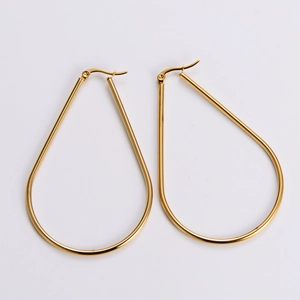 Boucles d'oreilles gouttes dorées minimalistes en acier inoxydable poli pour femme