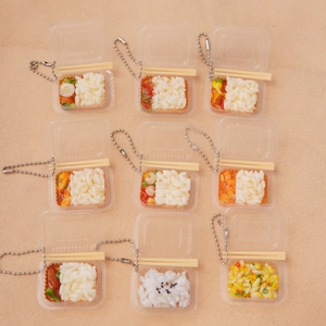Miniature food keychains featuring 9 styles of realistic bento boxes and meal charms